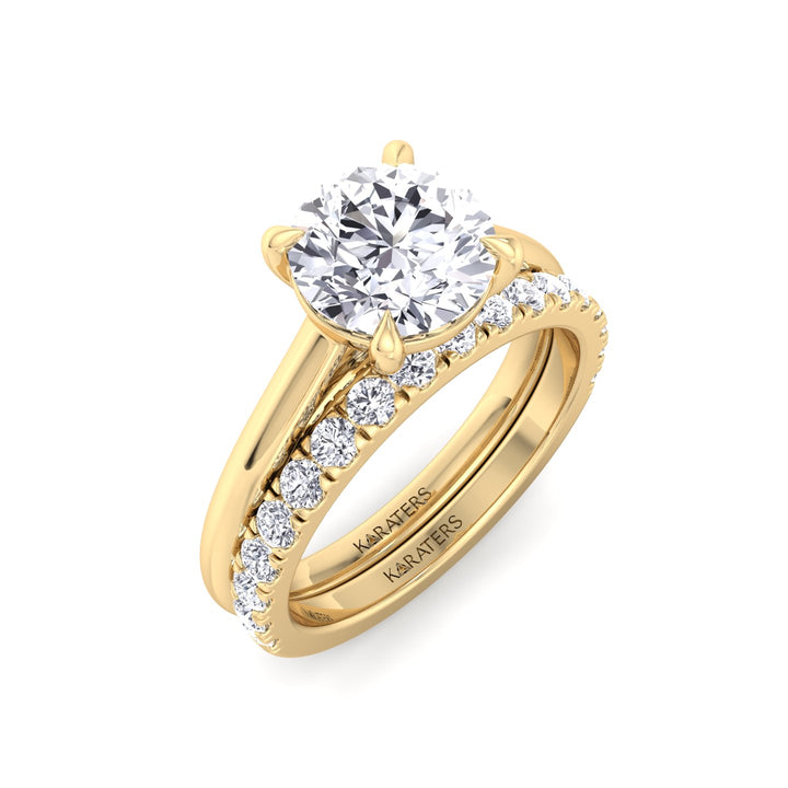 3.3CT Total Weight Lab Grown Diamond Wedding Set Yellow Gold 18K