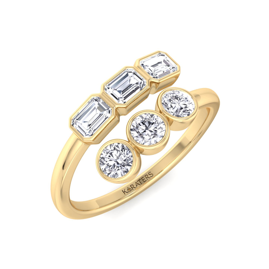 Round & Emerald Shape Wrap Around Lab-Grown Diamond Eternity Band YG 2