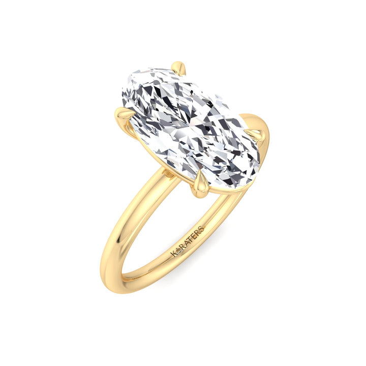 Moval Solitaire Lab-Grown Diamond Engagement Ring Yellow Gold 18K