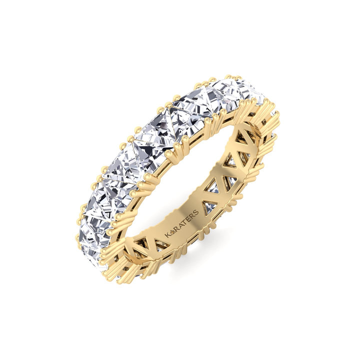 Trillion Cut Lab Grown Diamond Eternity Band Yellow Gold 18K