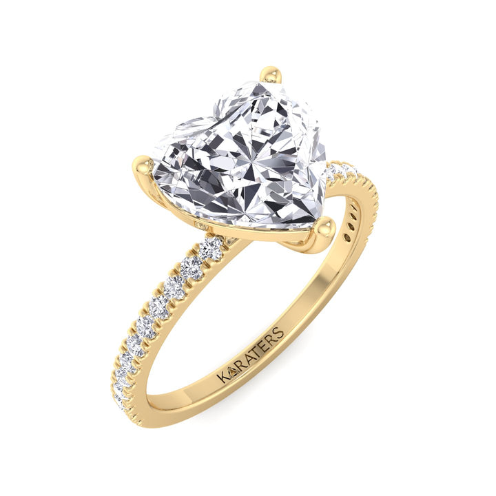 Heart Shaped Cut Lab Grown Diamond Engagement Ring with SideStones