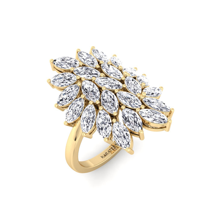 Marquise Cut Cluster Lab Grown Diamond Ring  YG 2