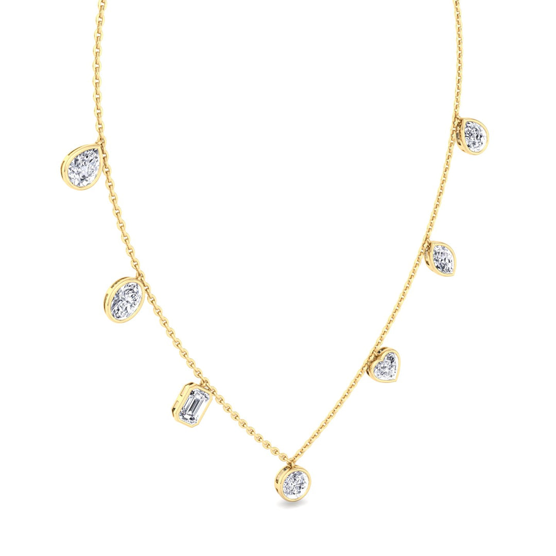 Multi Shape Bezel Set Lab Grown Diamond Necklace YG 2
