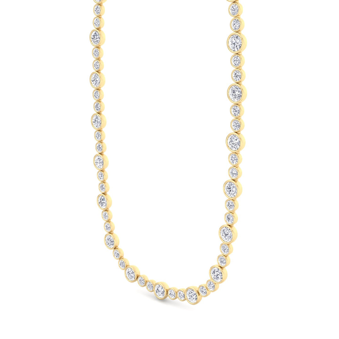 Round Bezel Big & Small Lab Grown Diamond Tennis Necklace YG 3