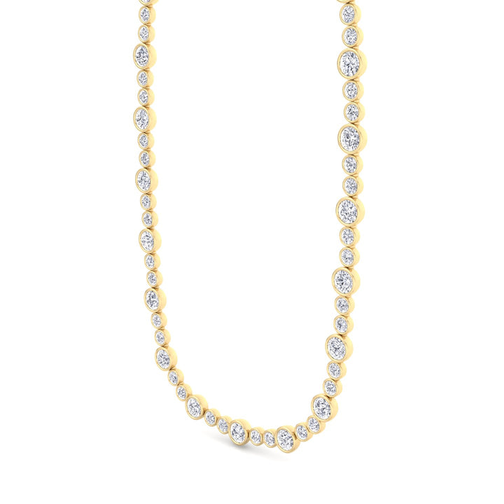 Round Bezel Big & Small Lab Grown Diamond Tennis Necklace YG 3