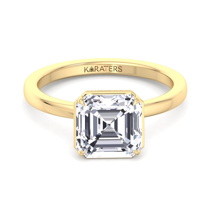 Asscher Cut Lab Grown Diamond Solitaire Engagement Ring