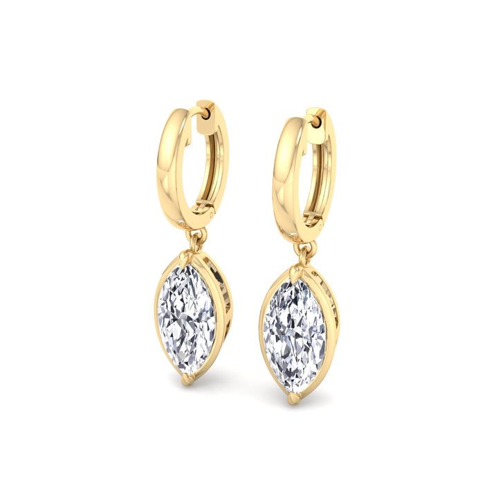 Marquise Shape Lab Grown Diamond Dangle Earrings YG 3