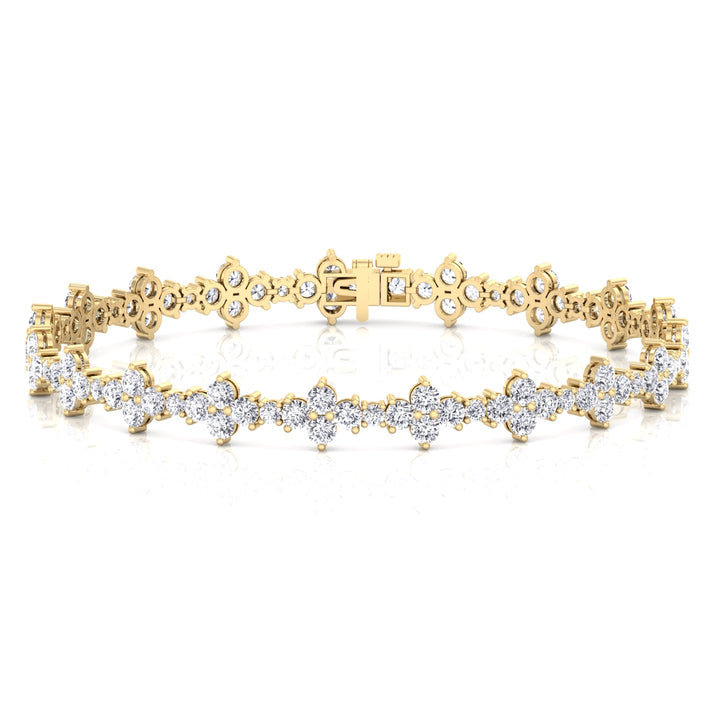 Round Floral Lab Grown Diamond Tennis Bracelet YG 2