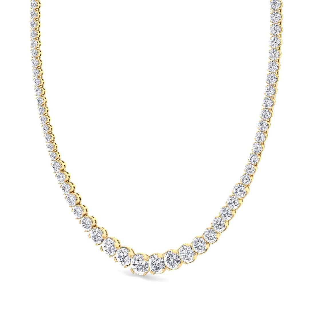 Buttercup Illusion Set Graduated Lab Grown Diamond Tennis Necklace Yellow Gold 14K