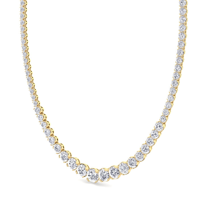 Buttercup Illusion Set Graduated Lab Grown Diamond Tennis Necklace Yellow Gold 14K