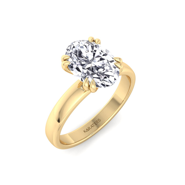 YG Oval Shape Double Claw Prong Lab Grown Diamond Ring 1