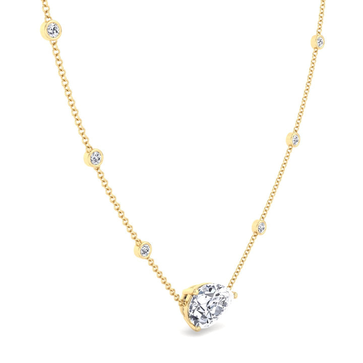 Diamond by The Yard Necklace with Pear Shape Center Stone Yellow Gold 14K
