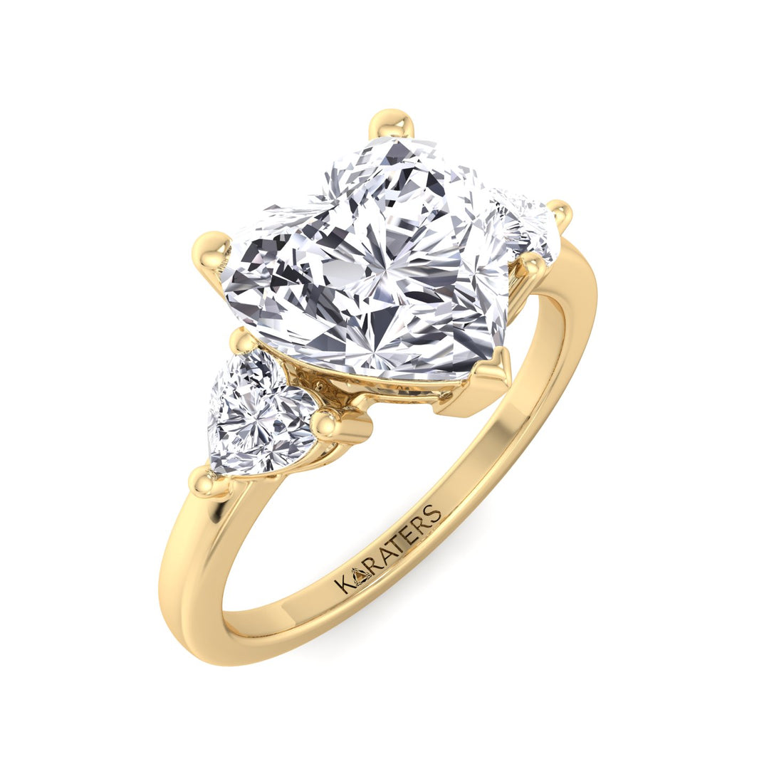 Heart Shaped Cut Halo Solitaire Lab Grown Diamond Engagement Ring