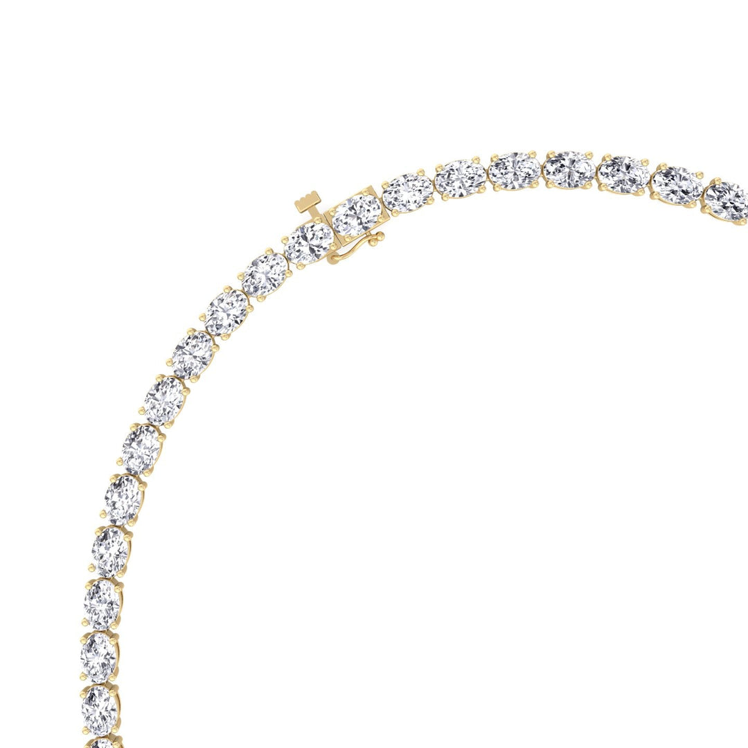 East to West Oval Cut Lab Grown Diamond Tennis Necklace 18K Solid Gold