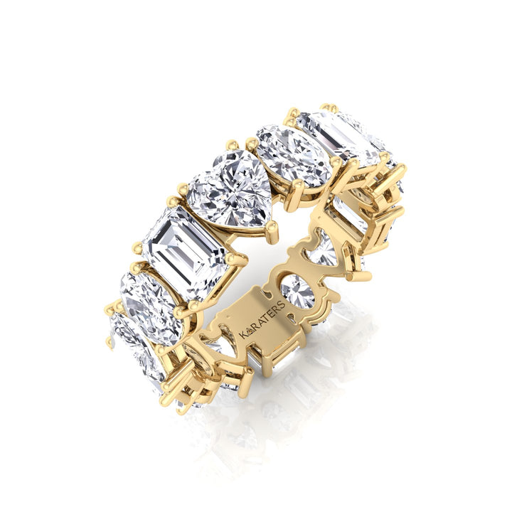 Mixed Shape Lab Grown Diamond Eternity Band-2CT-3CT-4CT-5CT-14K-Yellow Gold