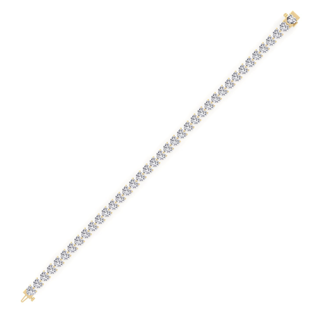 East to West Heart Shape Lab Grown Diamond Tennis Bracelet Yellow Gold