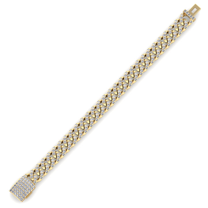 Lab Grown Diamond Cuban Link Bracelet 14K Solid Gold