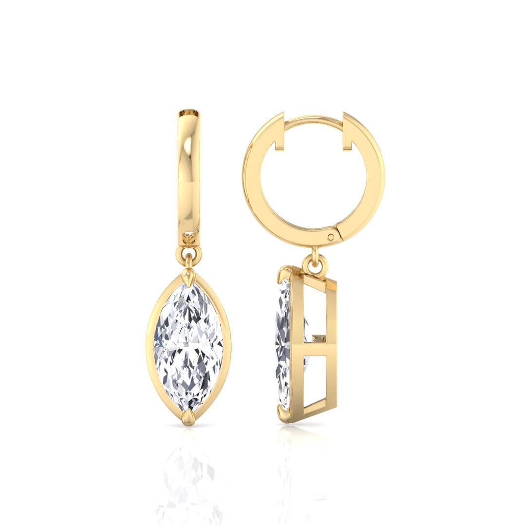 Marquise Shape Lab Grown Diamond Dangle Earrings YG 2