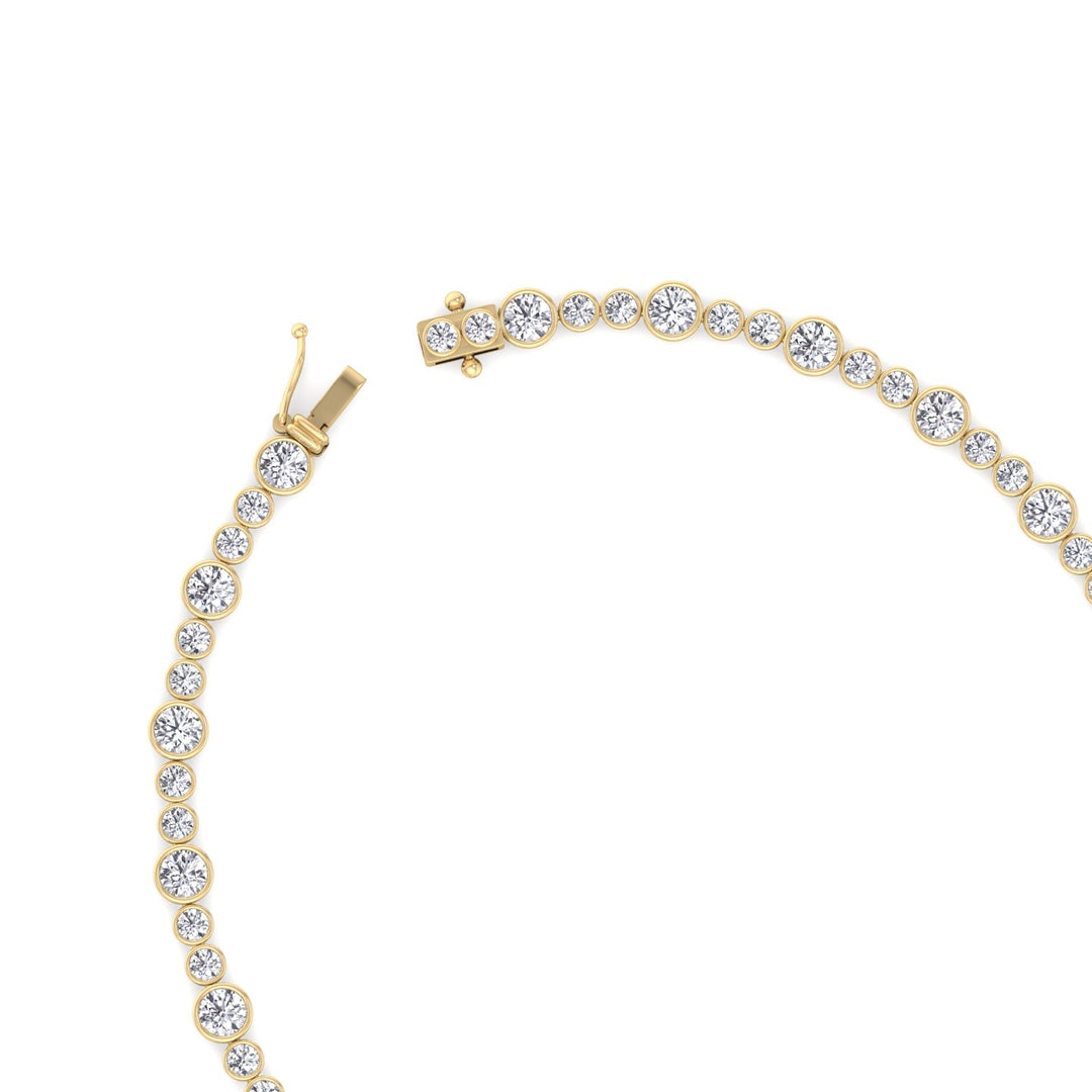 Round Bezel Big & Small Lab Grown Diamond Tennis Necklace YG 4