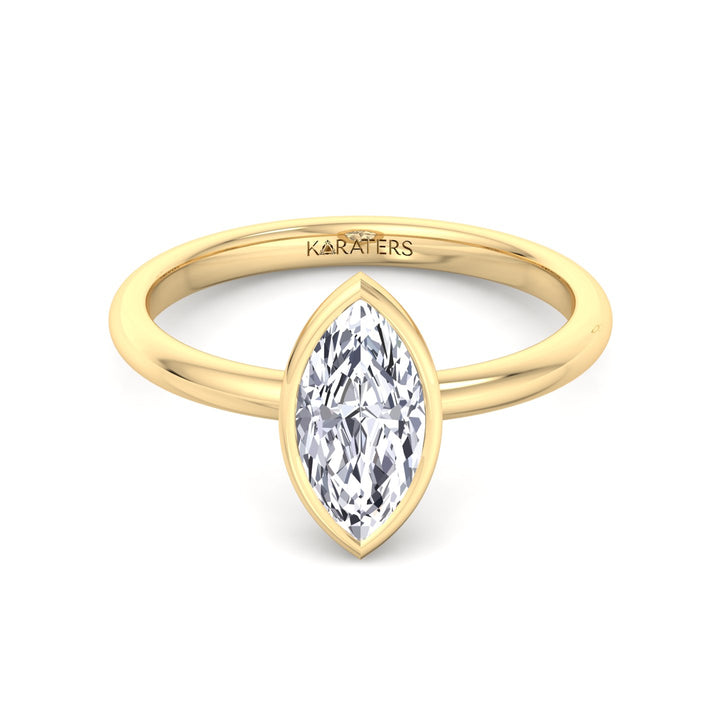 Bezel Set Marquise Shape Lab-Grown Diamond Engagement Ring