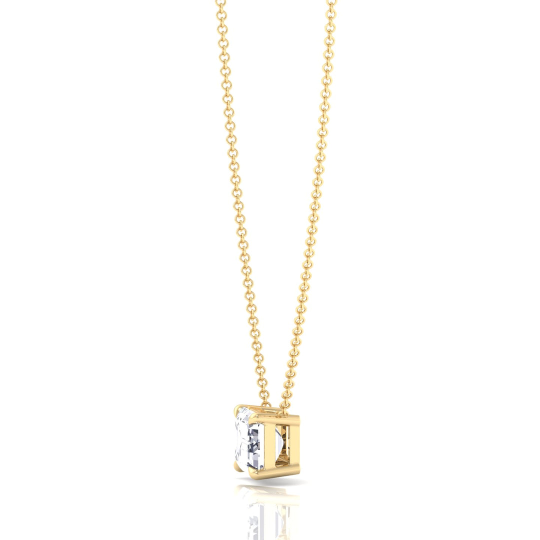 Floating Emerald Shape Lab Grown Diamond Pendant Yellow Gold