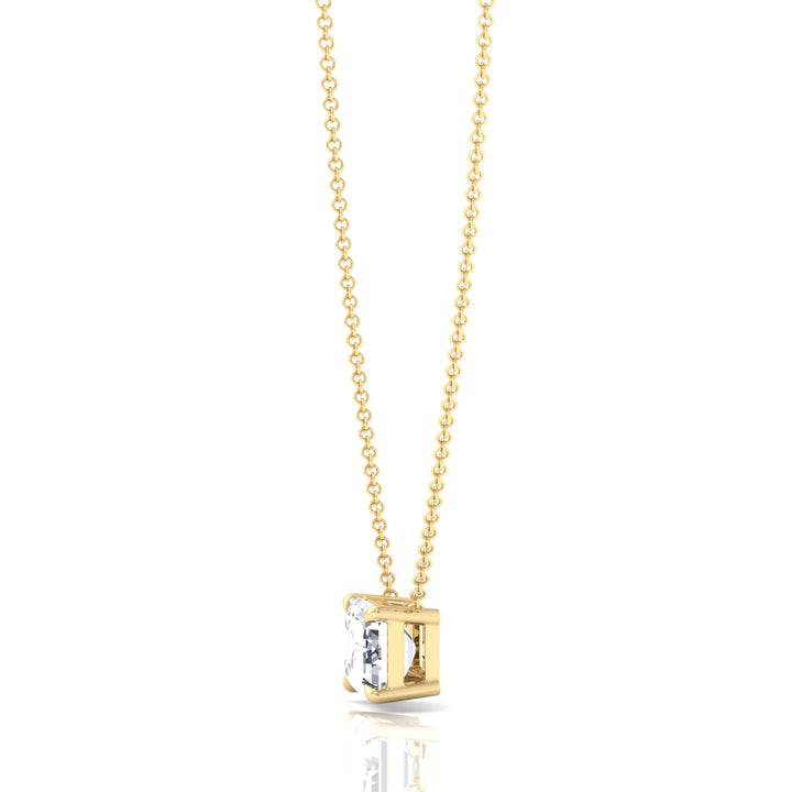 Floating Emerald Shape Lab Grown Diamond Pendant Yellow Gold