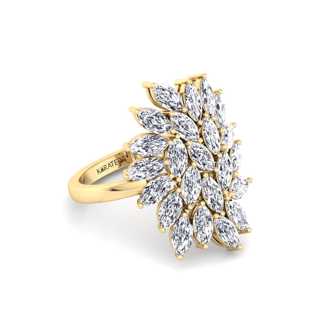 Marquise Cut Cluster Lab Grown Diamond Ring  YG 5