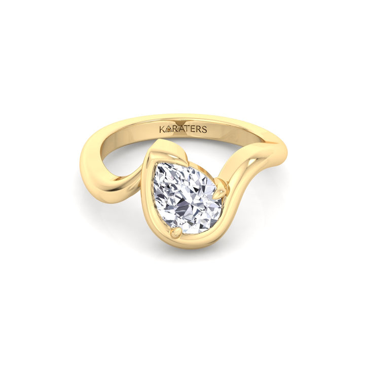 Pear Shape Lab Grown Diamond Twist Band Engagement Ring YG 3