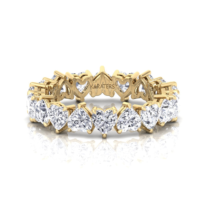 Heart Shape Lab Grown Diamond Eternity Band-2CT-3CT-4CT-6CT-Yellow Gold