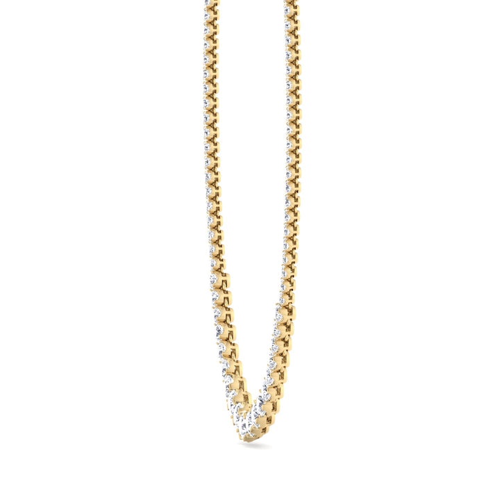Buttercup Illusion Set Graduated Lab Grown Diamond Tennis Necklace Yellow Gold