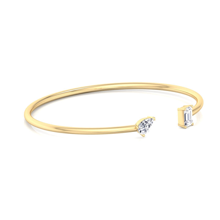 Flexible Gold Toi Et Moi Bangle with Pear & Emerald Shape Lab Grown Diamonds