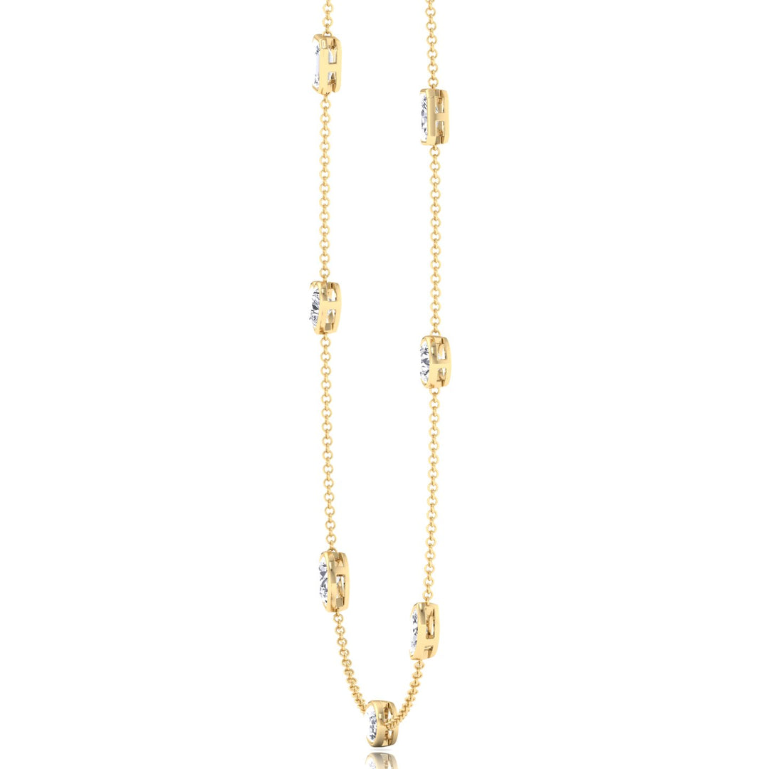 Multi Shape Lab Grown Diamond By The Yard Necklace Yellow Gold 14K