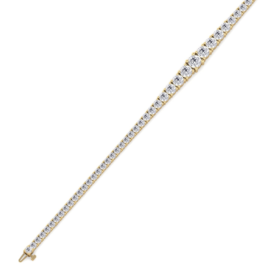 4-Prong Graduated Lab Grown Diamond Tennis Bracelet Yellow Gold  