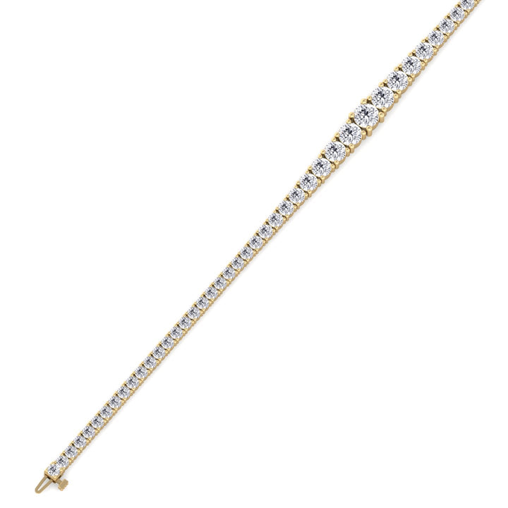 4-Prong Graduated Lab Grown Diamond Tennis Bracelet Yellow Gold  