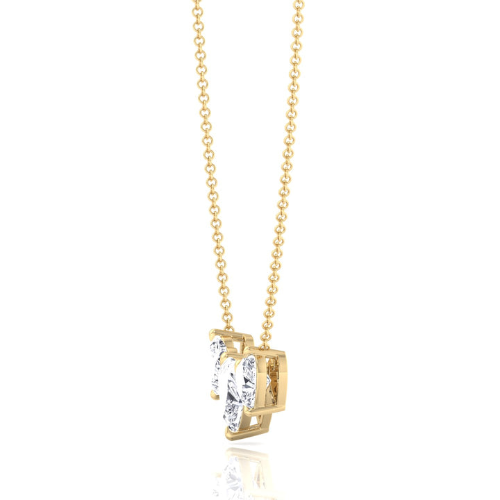 Triple Heart Shape Lab Grown Diamond Pendant Yellow Gold