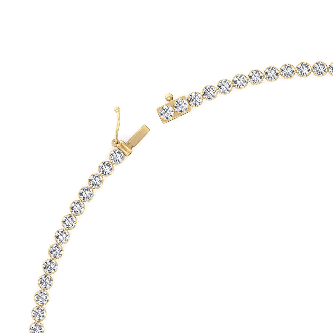 Illusion Set Round Shape Lab Grown Diamond Tennis Necklace Yellow Gold