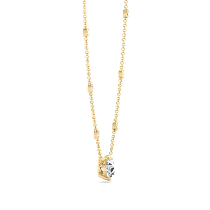 Diamond by The Yard Necklace with Pear Shape Center Stone Yellow Gold