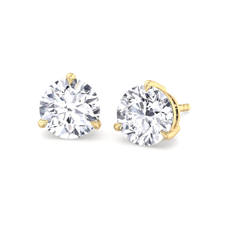 3 Prong Round Cut  Lab-Grown Diamond Studs YG 3