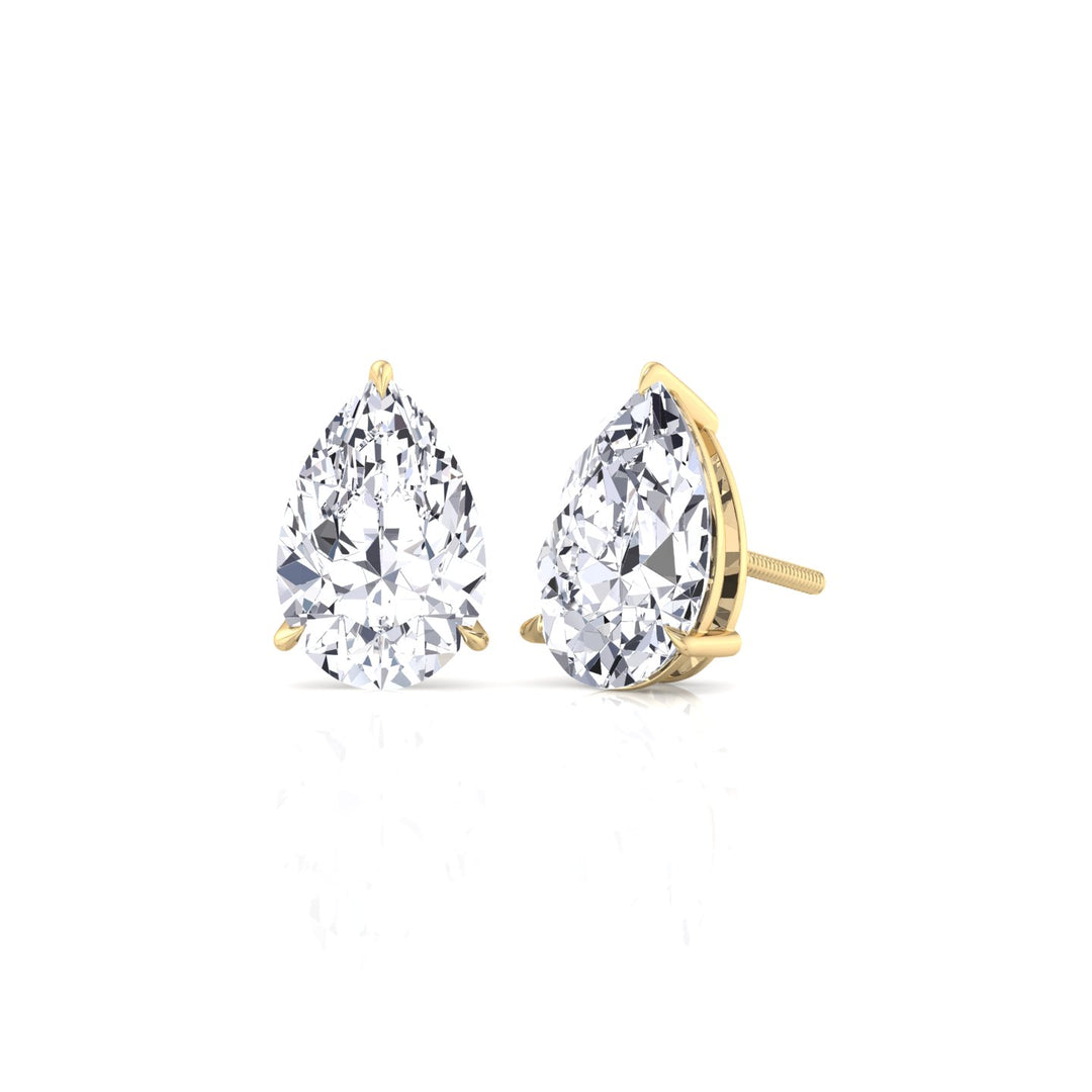YG Pear-Shaped Lab Grown Diamond Studs 3