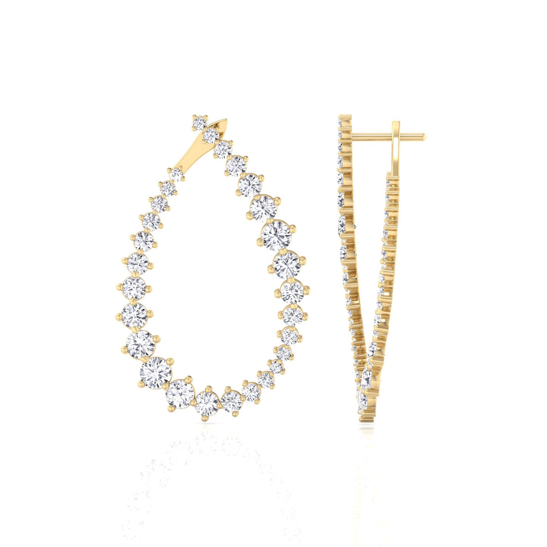 Round Teardrop Shape Lab-Grown Diamond Earrings YG 3
