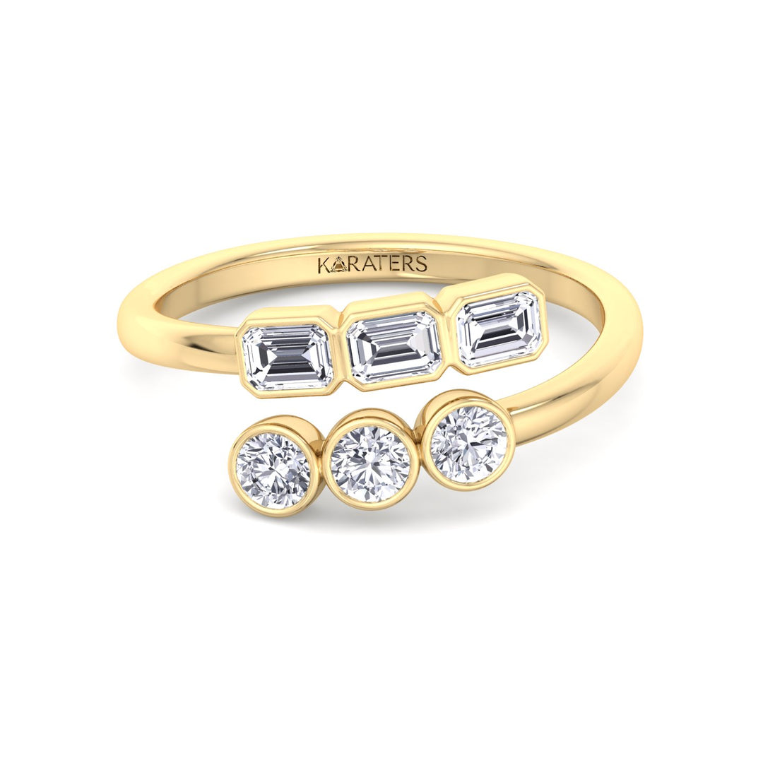 Round & Emerald Shape Wrap Around Lab-Grown Diamond Eternity Band YG 3