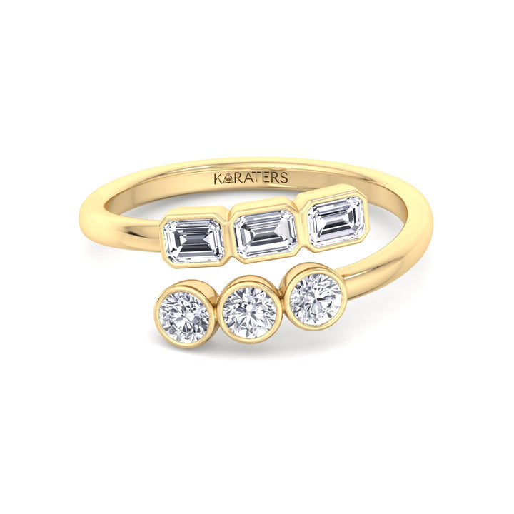 Round & Emerald Shape Wrap Around Lab-Grown Diamond Eternity Band YG 3