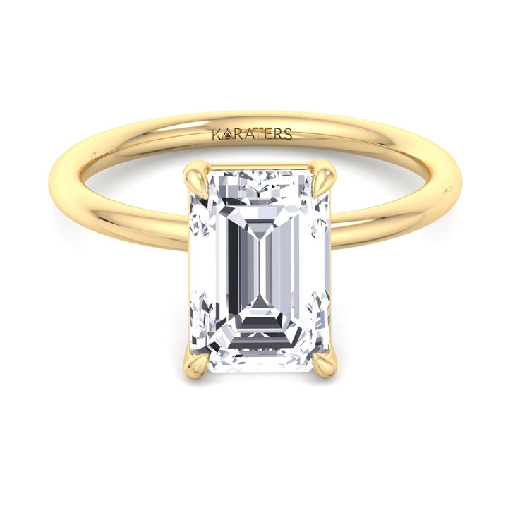 Emerald Cut Lab-Grown Diamond Thin Band Solitaire Engagement Ring