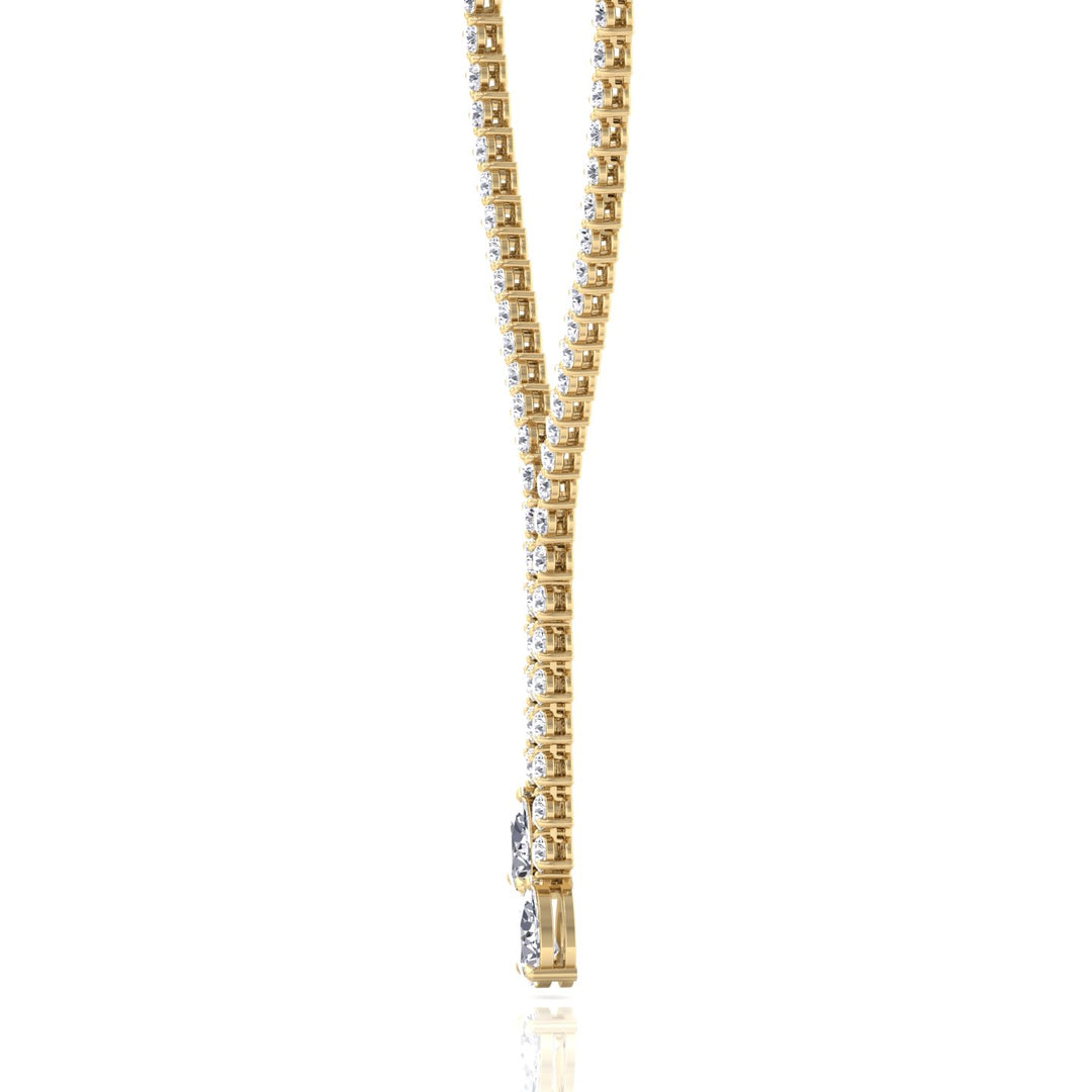 18CT T.W. Pear Shape Lab Grown Diamond Lariat Tennis Necklace Yellow Gold