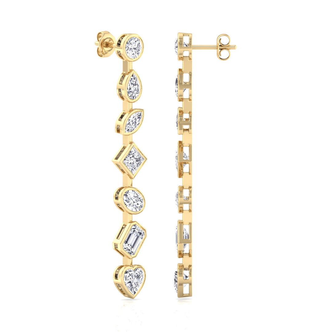 Multi Stone Bezel Tennis Earrings Lab Grown Diamond YG 3