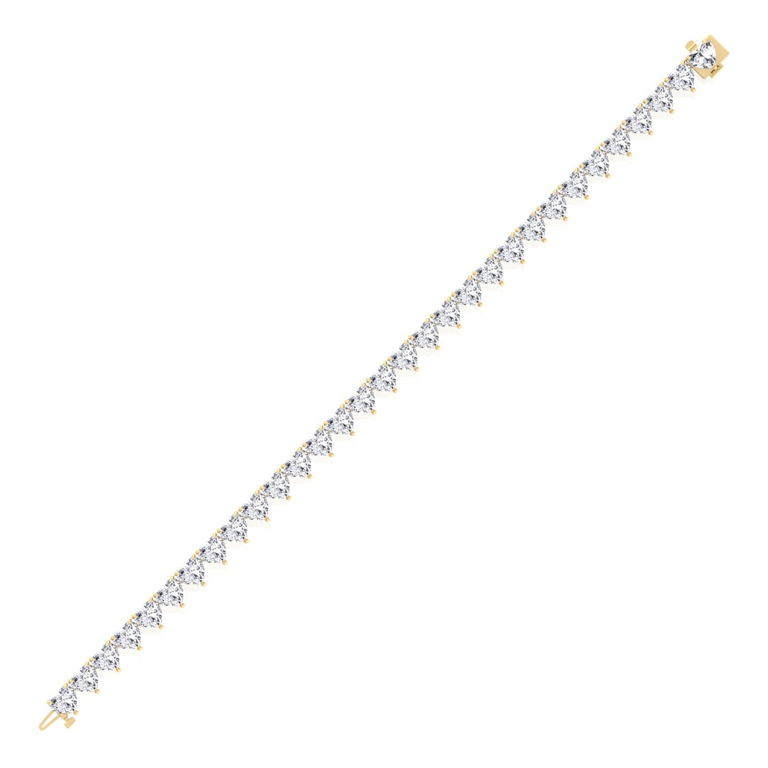 Heart Shape Lab Grown Diamond Tennis Bracelet Yellow Gold