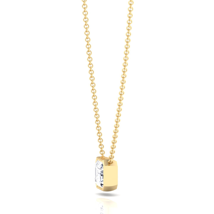 Emerald Shape Bezel Set Lab Grown Diamond Pendant Yellow Gold