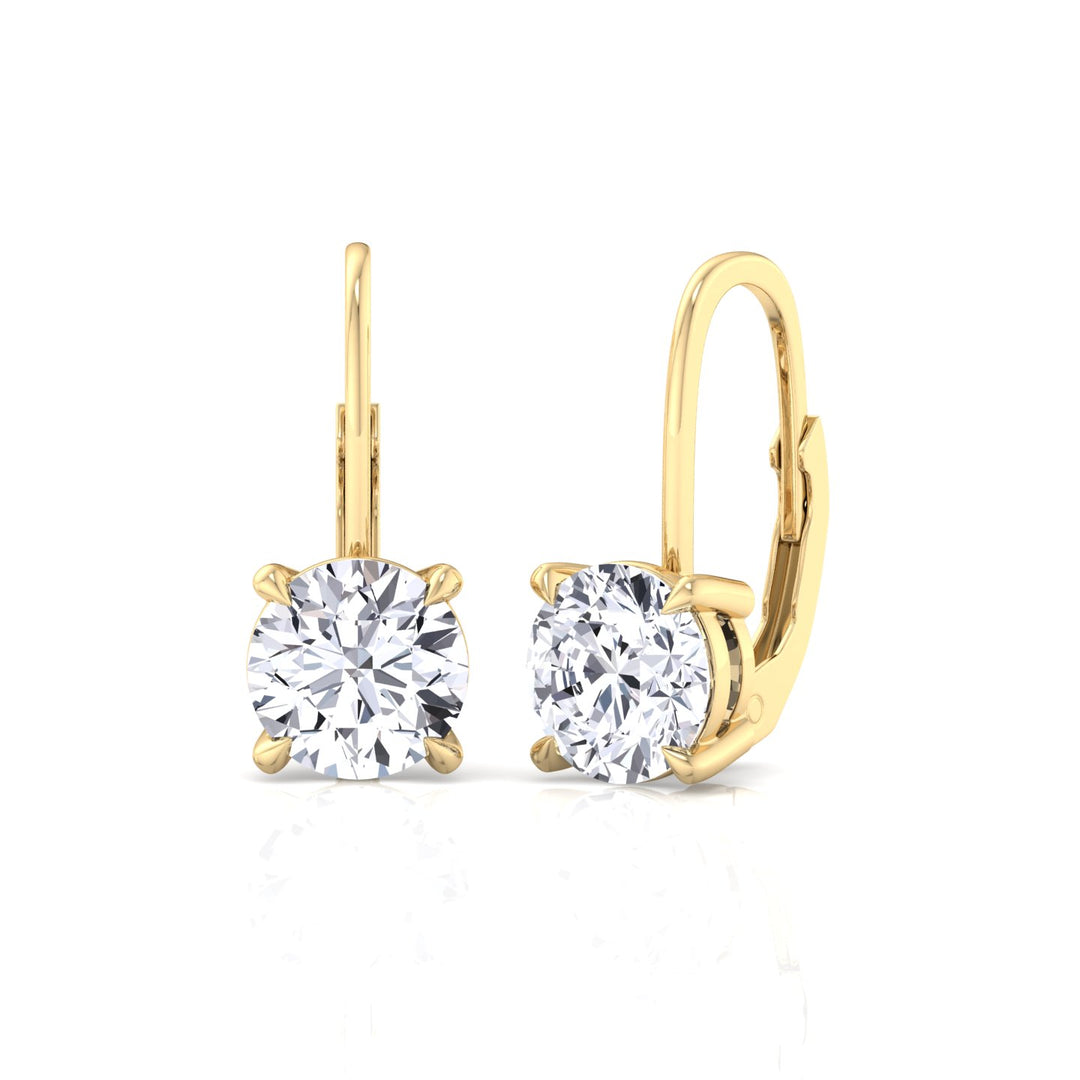 Round Shape Lab Grown Diamond Drop Earrings YG 3