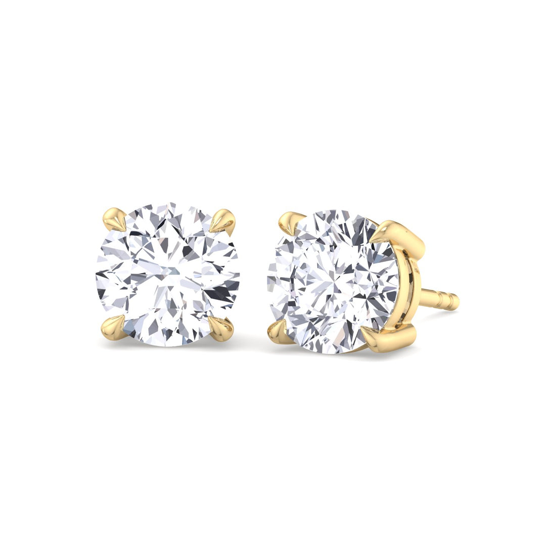 Round Cut  Lab-Grown Diamond Studs Yellow Gold 18K