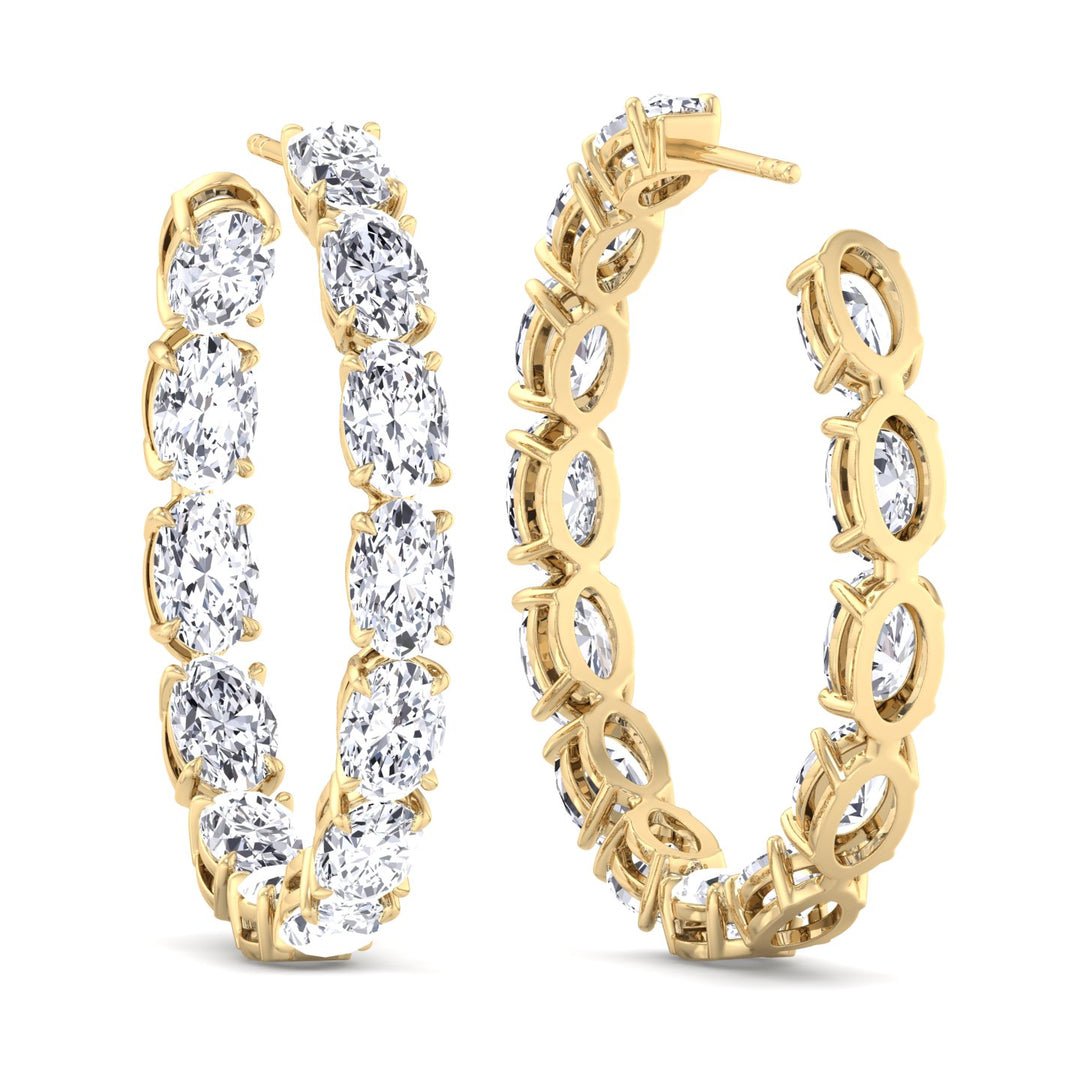 Oval-Cut Lab Grown Diamond Hoops-18K-5CT-Yellow Gold